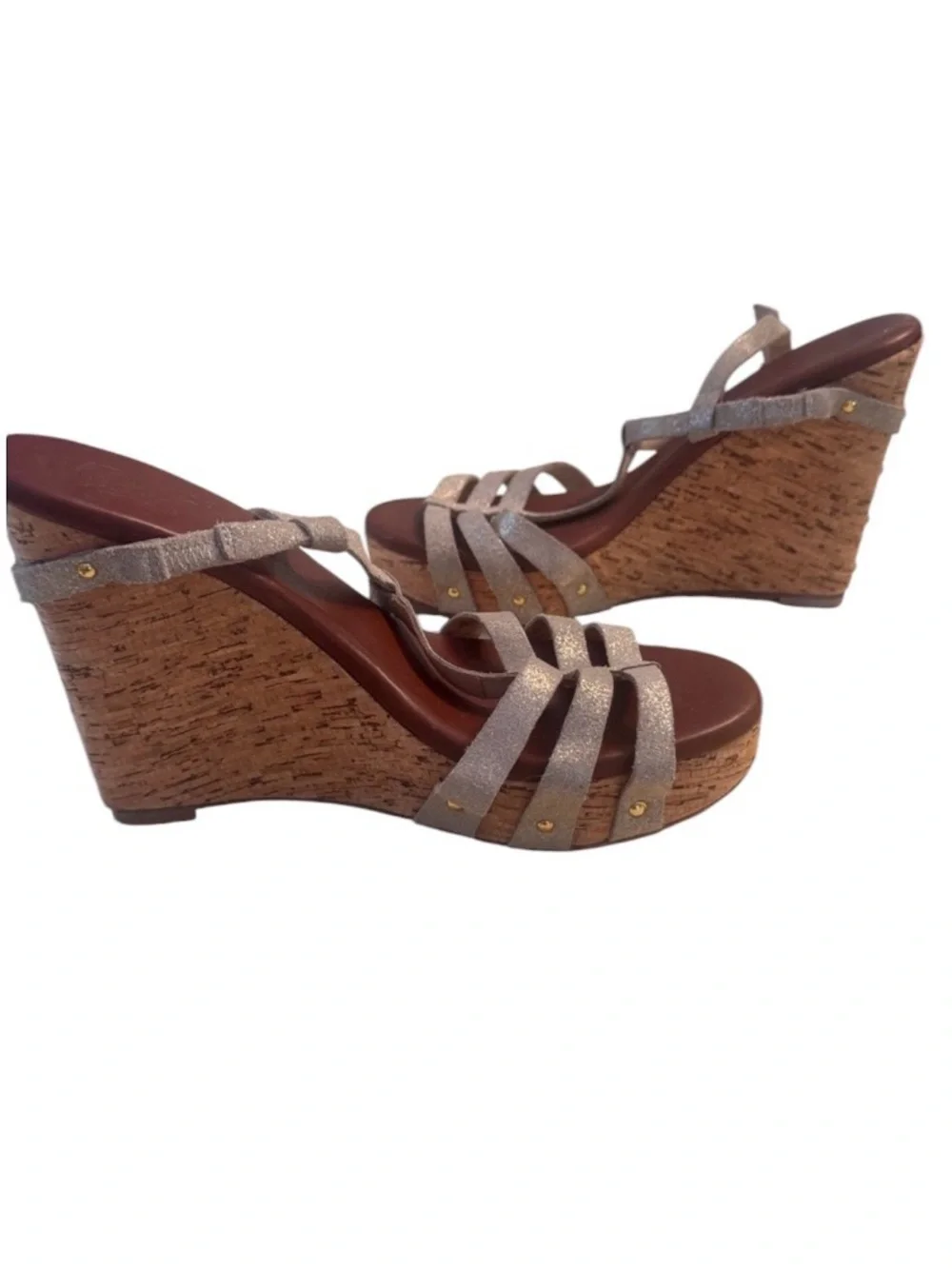 Matt Bernson Gray Strappy Cork Wedge Sandals – Women’s Size 7